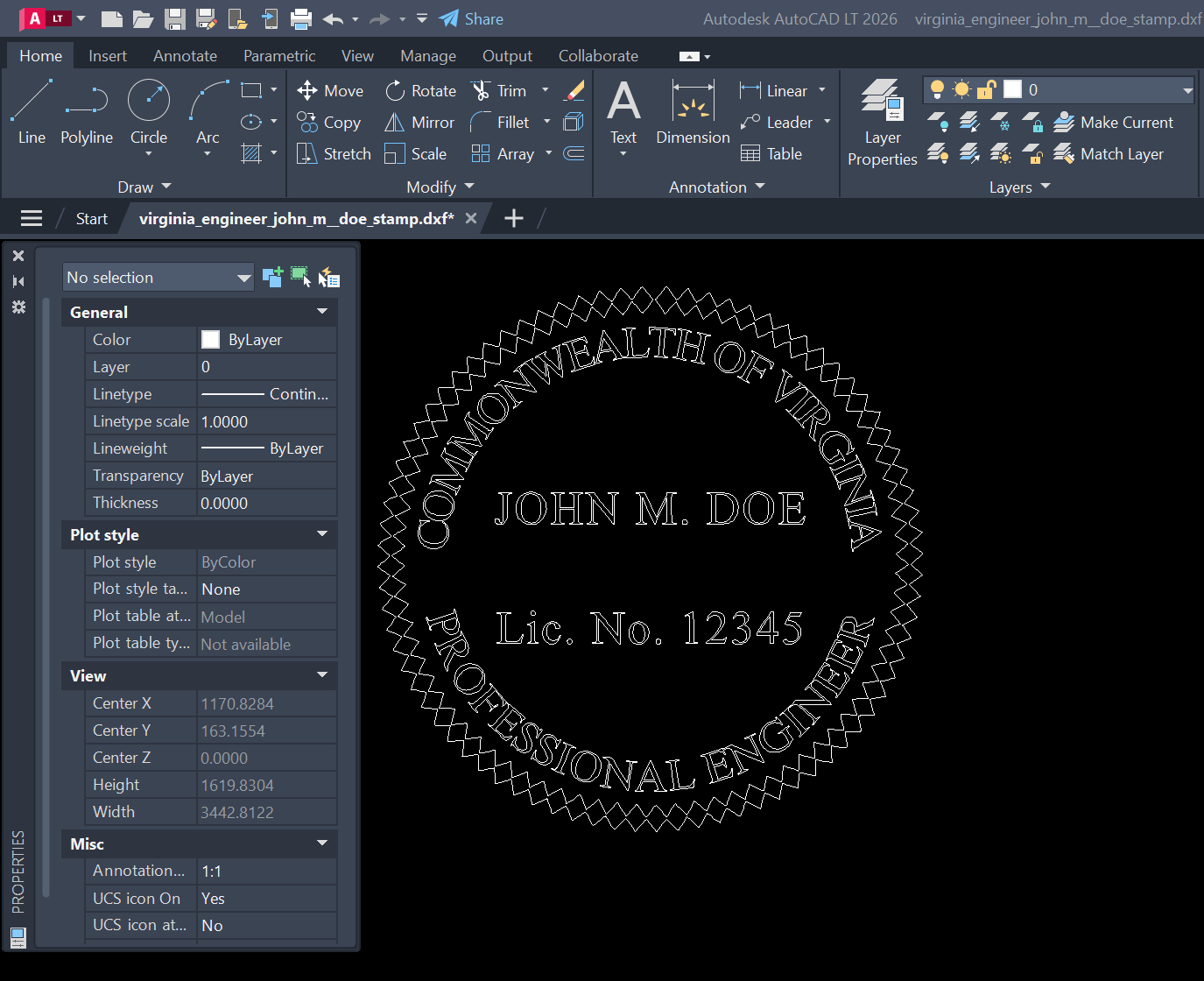 AutoCAD Stamp Example