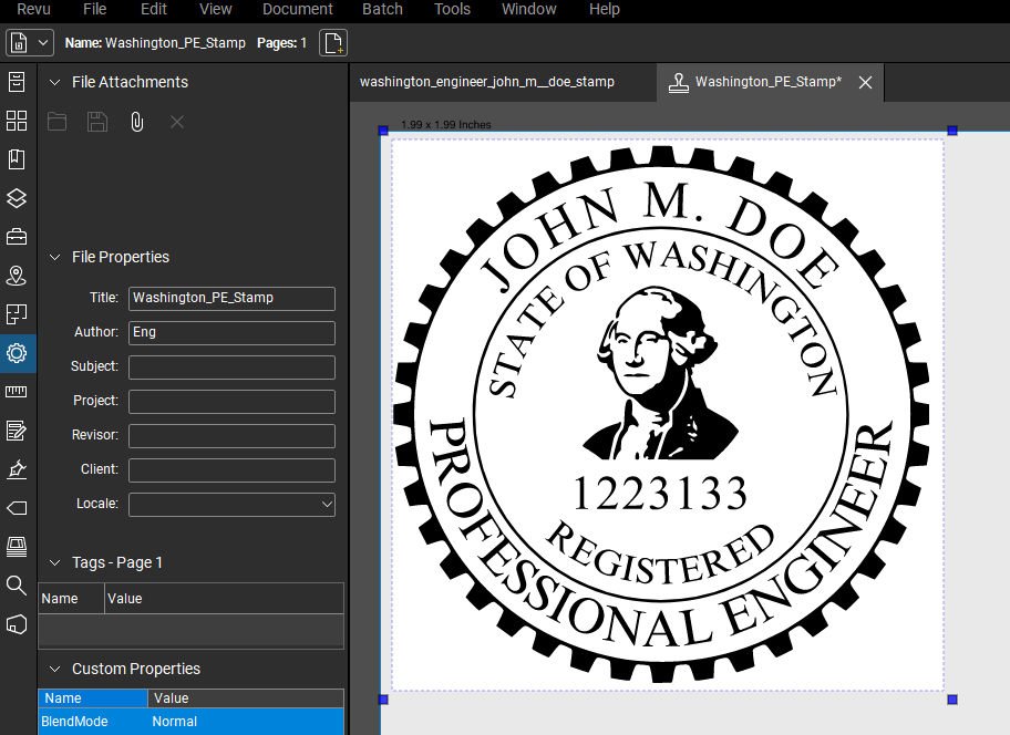 Bluebeam Stamp Example